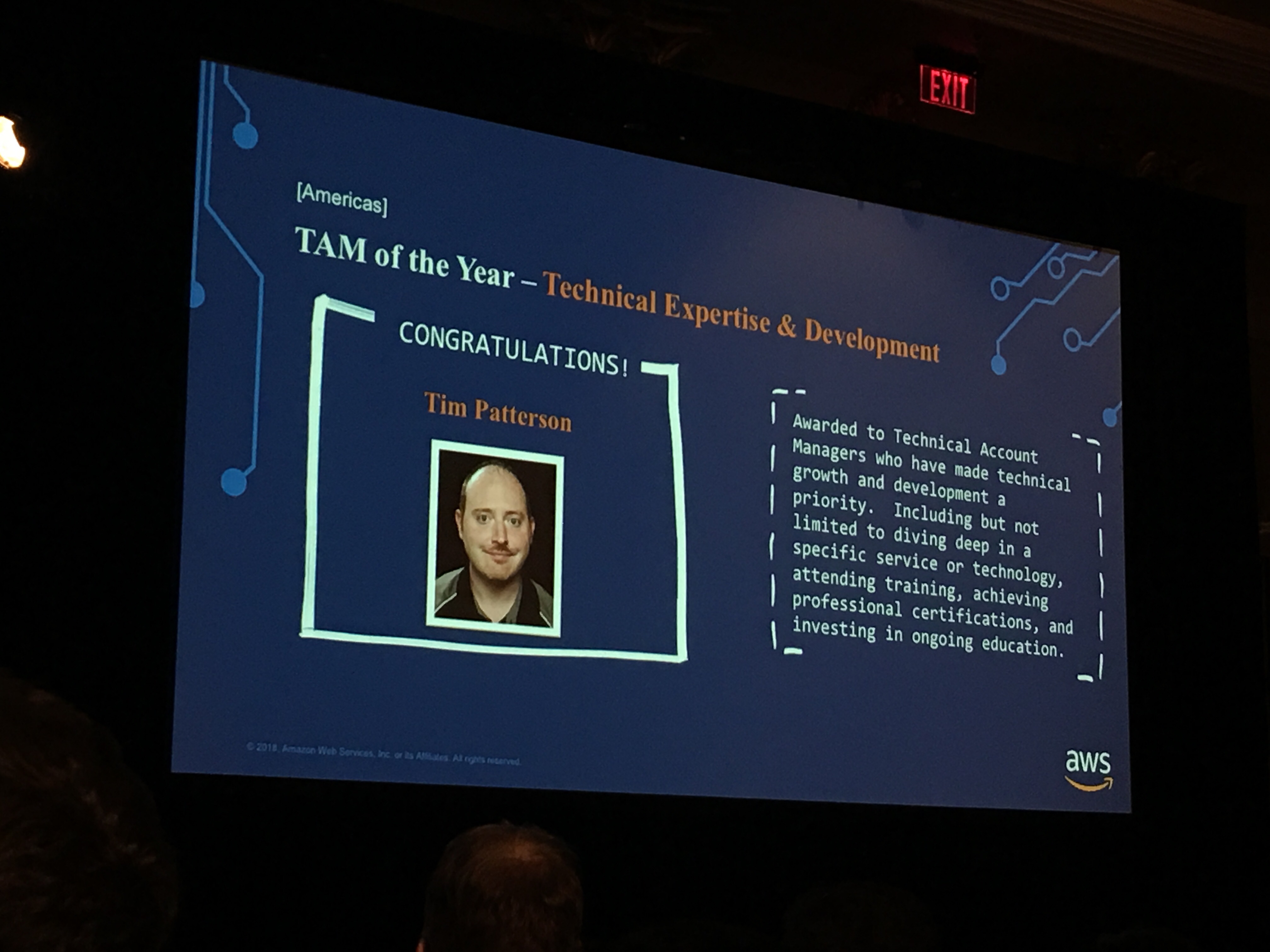 My name announced as the TAM of the year!